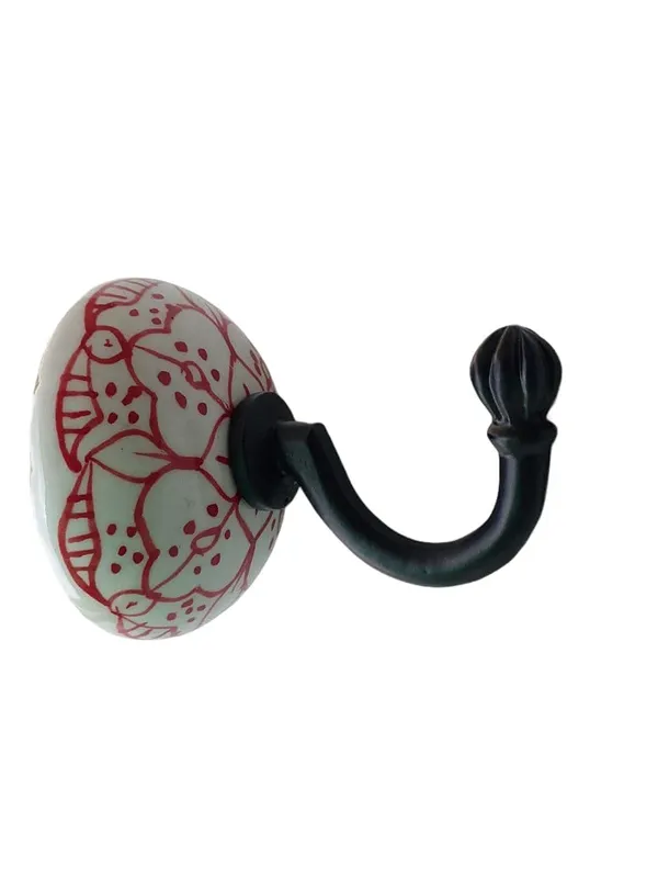 Pack_of_2_Red_Hand_Painted_Ceramic_Metal_Wall_Hook_Hanging_Clothes_Hat_Coat_Robe_Hangers_Metal_Hook_Door_Hook_Wall_Mounted_Single_Hook_Hanger_(_Size_3.5_Inch_,_Black_)
