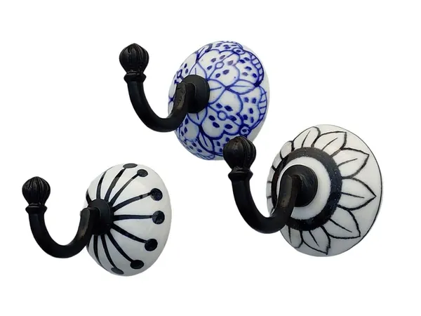 Pack_of_2_10._Hand_Painting_-_Ceramic_Metal_Wall_Hook/Single_Hook_Hanger_-_Black_Hand_Painted_(Size_3.5_Inch,_Black)_(10._Hand_Painting_-_)