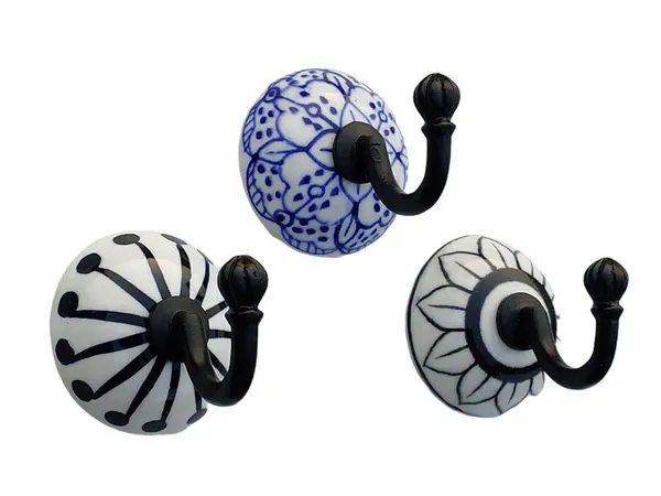 Pack_of_2_10._Hand_Painting_-_Ceramic_Metal_Wall_Hook/Single_Hook_Hanger_-_Black_Hand_Painted_(Size_3.5_Inch,_Black)_(10._Hand_Painting_-_)