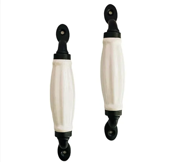 White_Ceramic_Door_Handle_Black_Finish_-_(Size_6_Inch,_White)