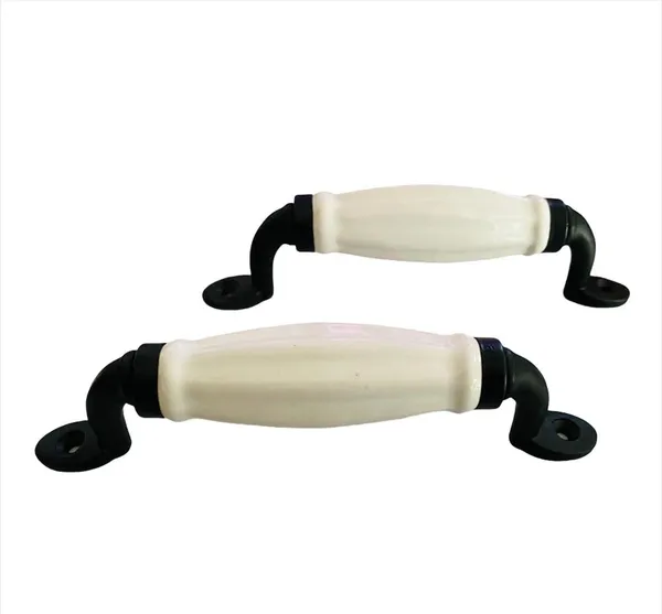 White_Ceramic_Door_Handle_Black_Finish_-_(Size_6_Inch,_White)