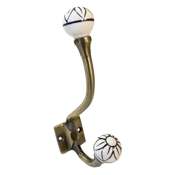 _(Pack_Of_2_Ceramic_Metal_Wall_Hooks_-_Gold_Antique_Finish_(Size_6_Inch,_White_Hand_Painted)
