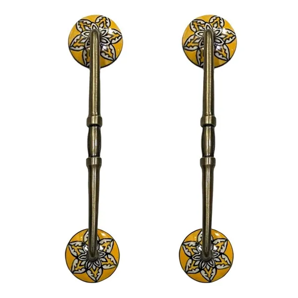 Ceramic_Door_Handle_Gold_Antique_Finish_-_(Size_10_Inch,_Flower_Hand_Painted)_-_Hole_To_Hole_8_Inch_(Pack_Of_1)