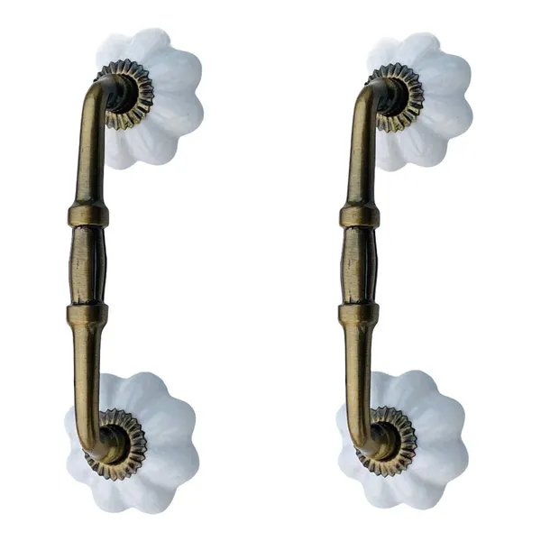White_Ceramic_Door_Handle_Gold_Antique_Finish_-_(Size_6_Inch,_White)_-_Pack_Of_1