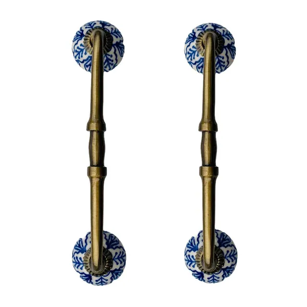 Ceramic_Door_Handle_Gold_Antique_Finish_-_(Size_10_Inch,_Flower_Hand_Painted)_-_Hole_To_Hole_8_Inch_-_Pack_Of_1