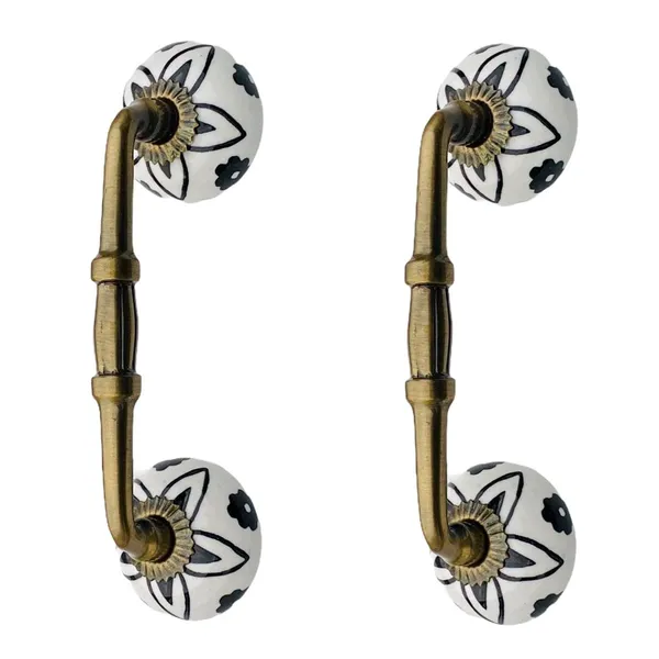 Ceramic_Door_Handle_Gold_Antique_Finish_-_(Size_6_Inch,_Flower_Hand_Painted)_-_Hole_To_Hole_4_Inch_Pack_Of_1