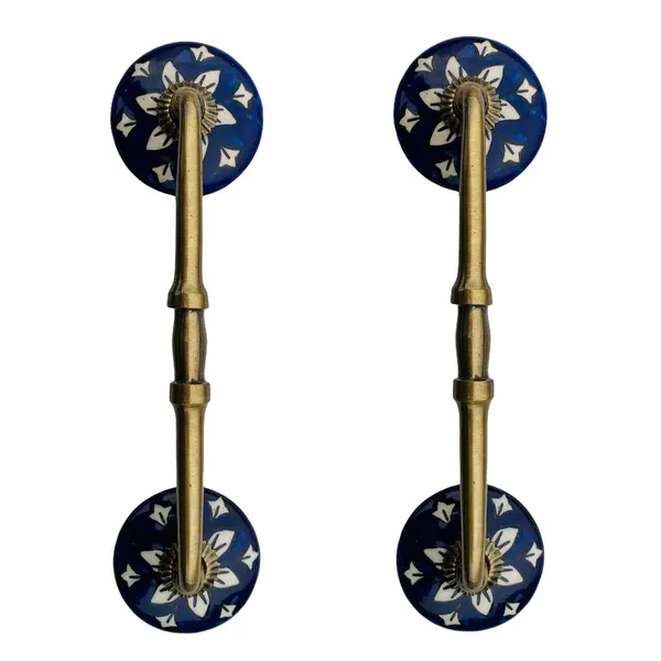 Multicolor_Ceramic_Door_Handle_Gold_Antique_Finish_-_(Size_10_Inch,_Flower_Hand_Painted)_-_Hole_To_Hole_8_Inch_(Pack_Of_1)