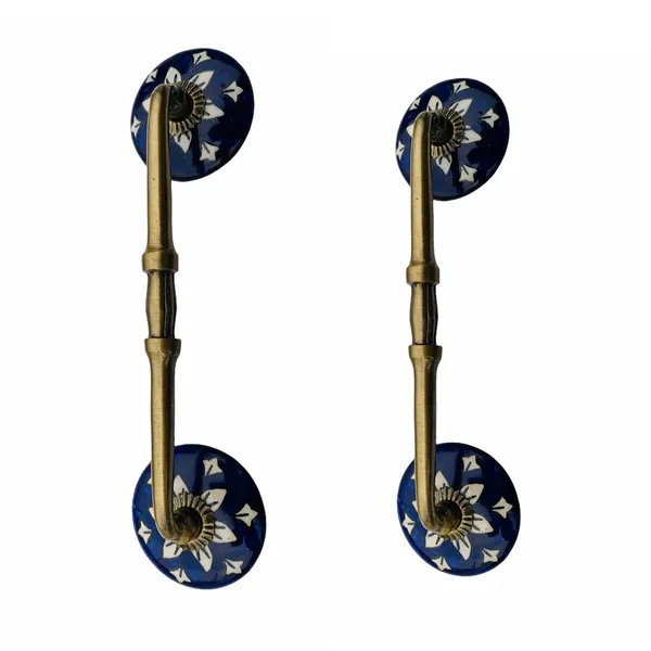 Multicolor_Ceramic_Door_Handle_Gold_Antique_Finish_-_(Size_10_Inch,_Flower_Hand_Painted)_-_Hole_To_Hole_8_Inch_(Pack_Of_1)