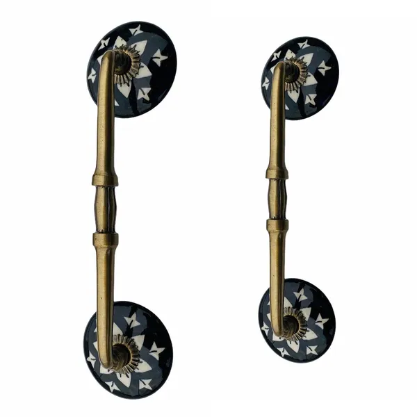 Ceramic_Door_Handle_Gold_Antique_Finish_-_(Size_10_Inch,_Flower_Hand_Painted)_-_Hole_To_Hole_8_Inch_(Pack_Of_1)