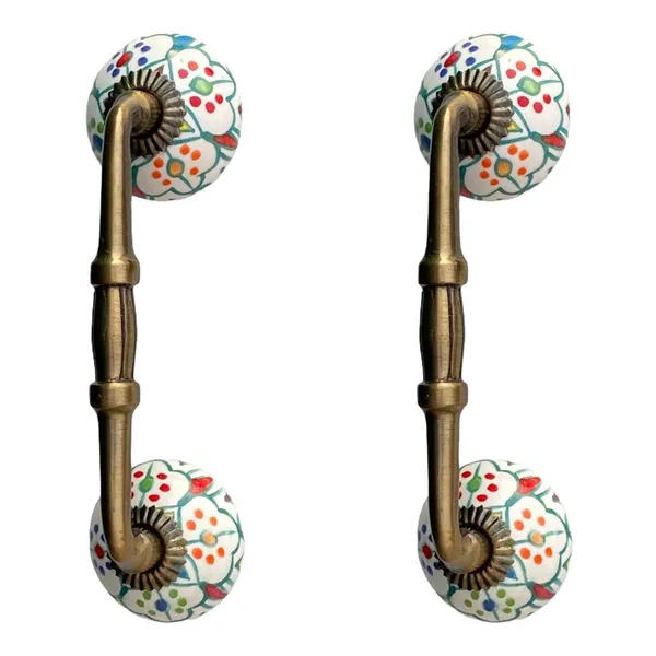 Ceramic_Door_Handle_Gold_Antique_Finish_-_(Size_6_Inch,_Flower_Hand_Painted)_-_Pack_Of_1_-_Hole_To_Hole_4_Inch