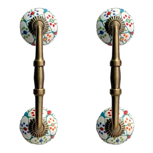 Ceramic_Door_Handle_Gold_Antique_Finish_-_(Size_6_Inch,_Flower_Hand_Painted)_-_Pack_Of_1_-_Hole_To_Hole_4_Inch