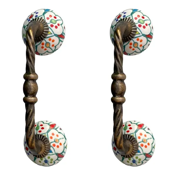 Ceramic_Door_Handle_Gold_Antique_Finish_-_(Size_6_Inch,_Flower_Hand_Painted)_-_Pack_Of_1