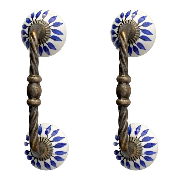 _Ceramic_Door_Handle_Gold_Antique_Finish_-_(Size_6_Inch,_Flower_Hand_Painted)_-_Pack_Of_1