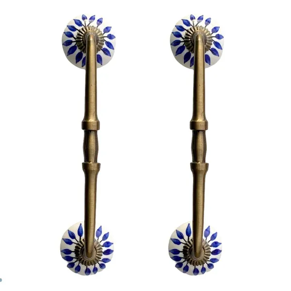 Ceramic_Door_Handle_Gold_Antique_Finish_-_(_Size_10_Inch_,_Flower_Hand_Painted_)_-_Hole_To_Hole_8_Inch_(Pack_Of_1),_10X1.5X2.25