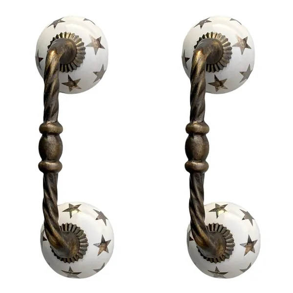 _Ceramic_Door_Handle_Gold_Antique_Finish_-_(Size_6_Inch,_Stars_Printed)_-_Pack_Of_1