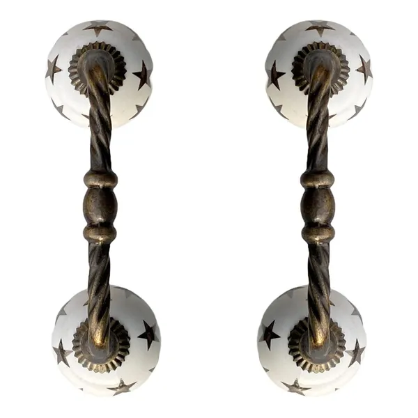 _Ceramic_Door_Handle_Gold_Antique_Finish_-_(Size_6_Inch,_Stars_Printed)_-_Pack_Of_1