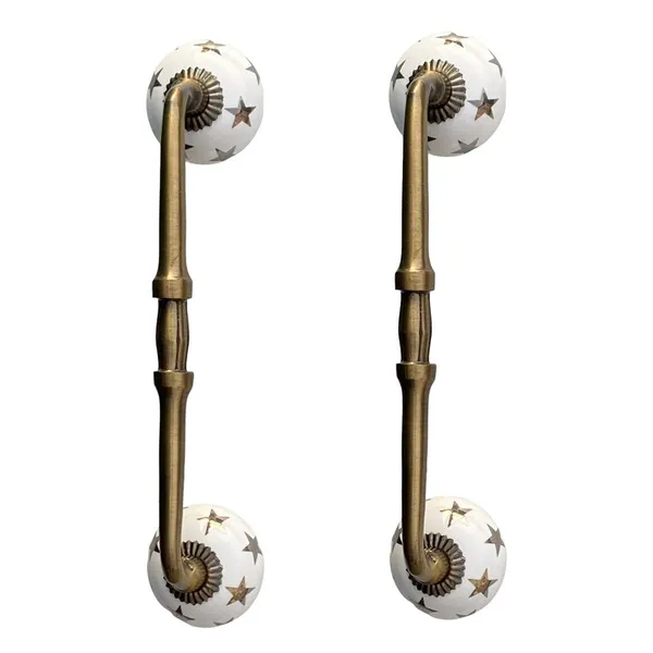 Ceramic_Door_Handle_Gold_Antique_Finish_-_(Size_8_Inch,_Stars_Printed)_-_Pack_Of_1