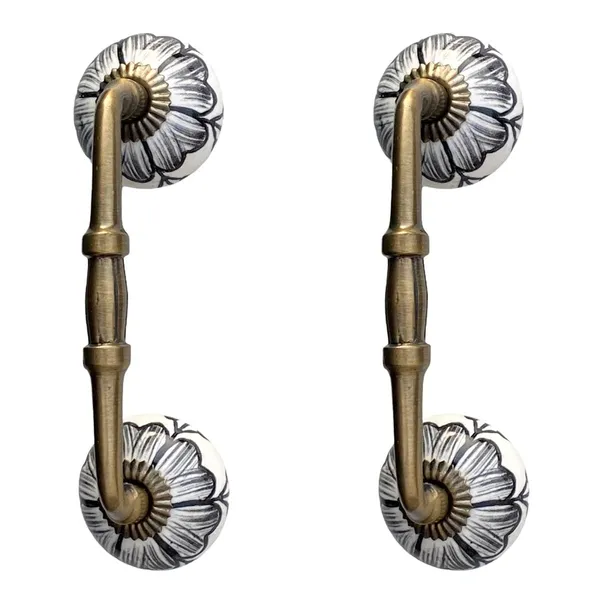 Ceramic_Door_Handle_Gold_Antique_Finish_-_(Size_6_Inch,_Flower_Hand_Painted)_-_Hole_To_Hole_4_Inch_-_Pack_Of_1