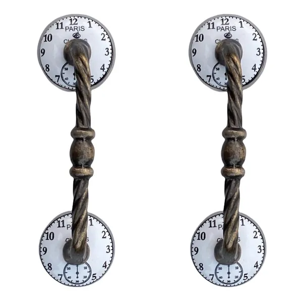 Ceramic_Door_Handle_Gold_Antique_Finish_-_(_Size_6_Inch_,_Printed_Clock_)_-_Pack_Of_1,_6X1.5X2.25