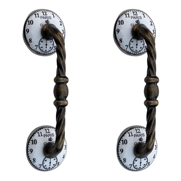 Ceramic_Door_Handle_Gold_Antique_Finish_-_(_Size_6_Inch_,_Printed_Clock_)_-_Pack_Of_1,_6X1.5X2.25