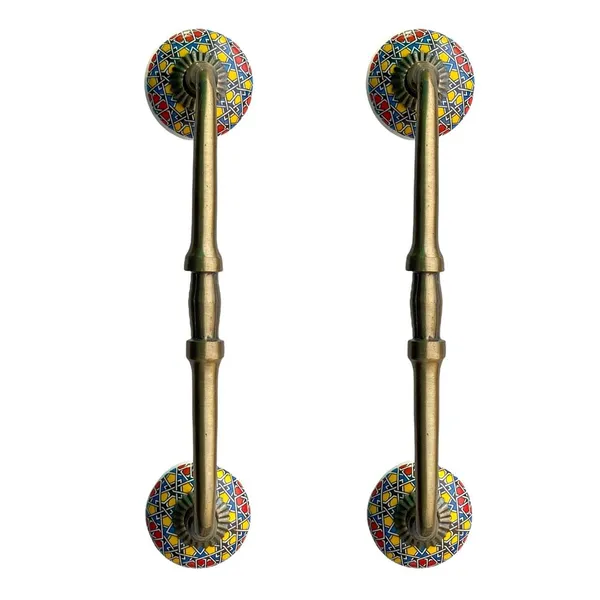 Ceramic_Door_Handle_Gold_Antique_Finish_-_(Size_8_Inch,_Multi_Color)_-_Hole_To_Hole_6_Inch_-_Pack_Of_1