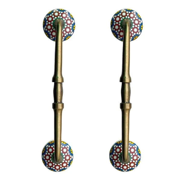 _Ceramic_Door_Handle_Gold_Antique_Finish_-_(Size_10_Inch,_Multi_Color)_-_Hole_To_Hole_8_Inch_(Pack_Of_1)