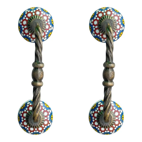 Painted_Ceramic_Door_Handle_Gold_Antique_Finish_-_(Size_6_Inch)_-_Hole_To_Hole_4_Inch_-_Pack_Of_1