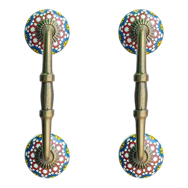 Painted_Ceramic_Door_Handle_Gold_Antique_Finish_-_(Size_6_Inch)_-_Hole_To_Hole_4_Inch_-_Pack_Of_1