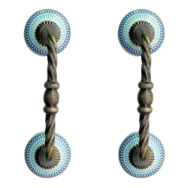 Ceramic_Door_Handle_Gold_Antique_Finish_-_(Size_6_Inch,_Multi_Color_Painted)_-_Hole_To_Hole_4_Inch_-_Pack_Of_1