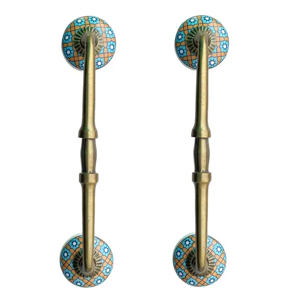 Ceramic_Door_Handle_Gold_Antique_Finish_-_(Size_8_Inch,_Multi_Color)_-_Hole_To_Hole_6_Inch_-_Pack_Of_1