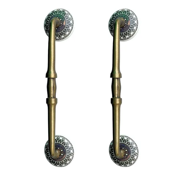 _Ceramic_Door_Handle_Gold_Antique_Finish_-_(Size_10_Inch,_White_-_Golden_Black)_-_Hole_To_Hole_8_Inch_(Pack_Of_1_Handle)