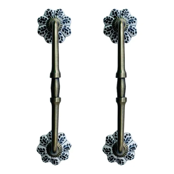 Ceramic_Door_Handle_Gold_Antique_Finish_-_(Size_8_Inch,_Hand_Painted)_Hole_To_Hole_6_Inch_-_Pack_Of_1