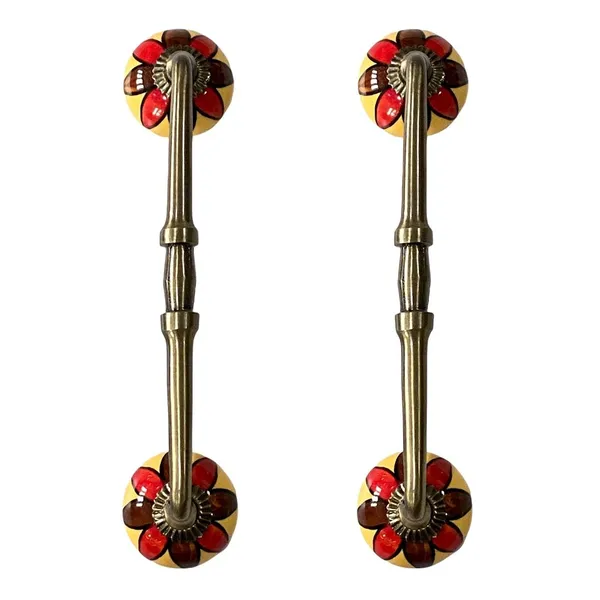 _Ceramic_Door_Handle_Gold_Antique_Finish_-_(Size_10_Inch,_Hand_Painted)_-_Hole_To_Hole_8_Inch_(Pack_Of_1)