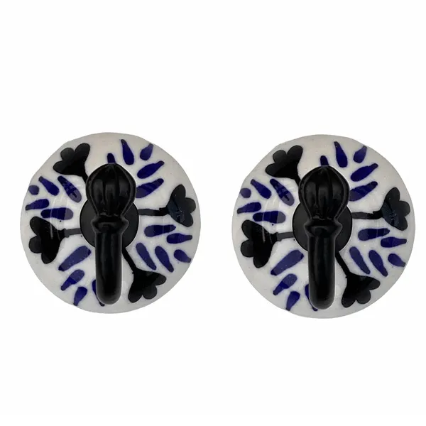 Pack_of_2_2._Hand_Painting_-_Ceramic_Metal_Wall_Hook/Single_Hook_Hanger_-_Black_Hand_Painted_(Size_3.5_Inch,_Black)_(2._Hand_Painting_-_)