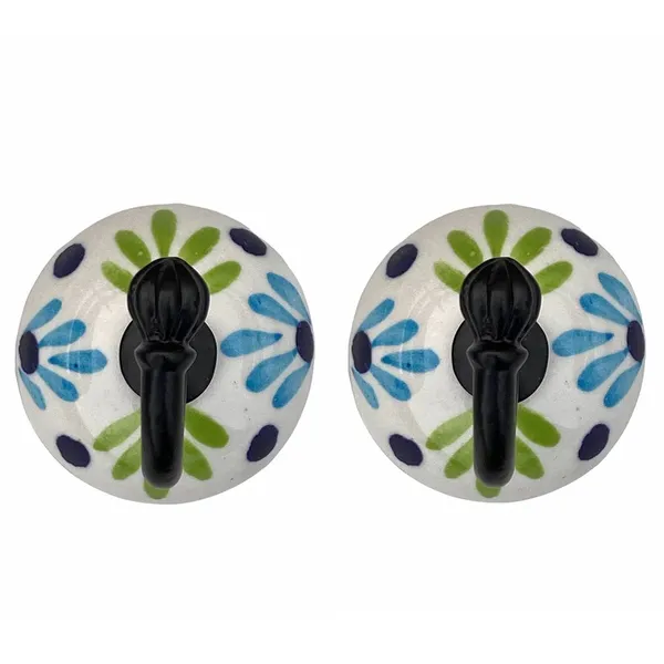 1._Hand_Painting_-_Pack_Of_2_Ceramic_Metal_Wall_Hook/Single_Hook_Hanger_-_Black_Hand_Painted_(Size_3.5_Inch,_Black)_Pack_Of_2_(1._Hand_Painting_-_Pack_Of_2)