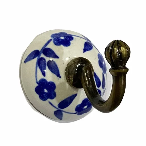 Pack_of_2__Ceramic_Metal_Wall_Hook_-_(Flower_Hand_Painted)_-_Size_3.5_Inch,_Gold_Antique_-