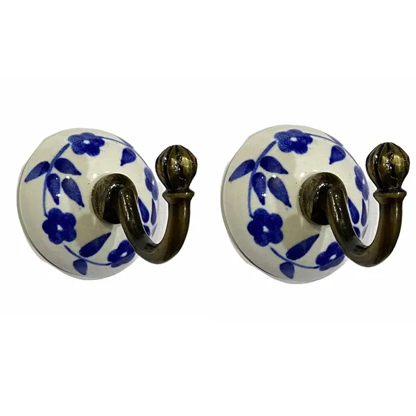 Pack_of_2__Ceramic_Metal_Wall_Hook_-_(Flower_Hand_Painted)_-_Size_3.5_Inch,_Gold_Antique_-