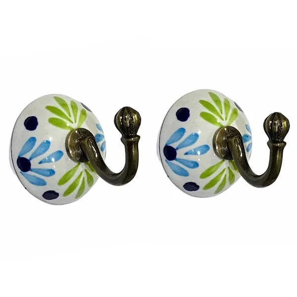_Ceramic_Metal_Wall_Hook_Hanging_Clothes_Hat_Coat_Robe_Hangers_Metal_Hook_Door_Hook_Wall_Mounted_Single_Hook_Hanger_-_(Hand_Painted)_-_Size_3.5_Inch,_Gold_Antique_-_Pack_Of_2