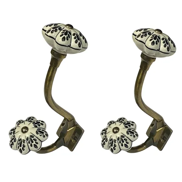 Pack_of_2_White_Hand_Painted_Ceramic_Metal_Wall_Hooks_Hanging_Clothes_Hat_Coat_Robe_Hangers_Metal_Hook_Door_Hook_Wall_Mounted_Single_Hook_Hanger_-_Gold_Antique_Finish_(Size_6_Inch,_)