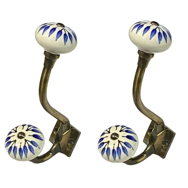 Pack_of_2__(Ceramic_Metal_Wall_Hooks_-_Gold_Antique_Finish_(Size_6_Inch,_White_Hand_Painted)