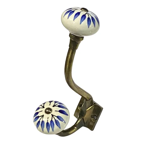 Pack_of_2__(Ceramic_Metal_Wall_Hooks_-_Gold_Antique_Finish_(Size_6_Inch,_White_Hand_Painted)