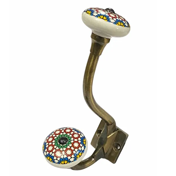 Pack_of_2__(Ceramic_Metal_Wall_Hooks_-_Gold_Antique_Finish_(Size_6_Inch,_White_Hand_Painted)