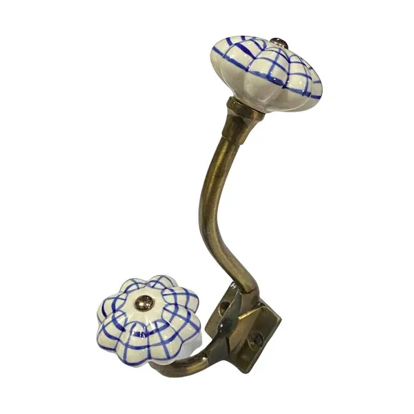 Pack_of_2_White_Hand_Painted_Ceramic_Metal_Wall_Hooks_-_Gold_Antique_Finish_(Size_6_Inch,_)
