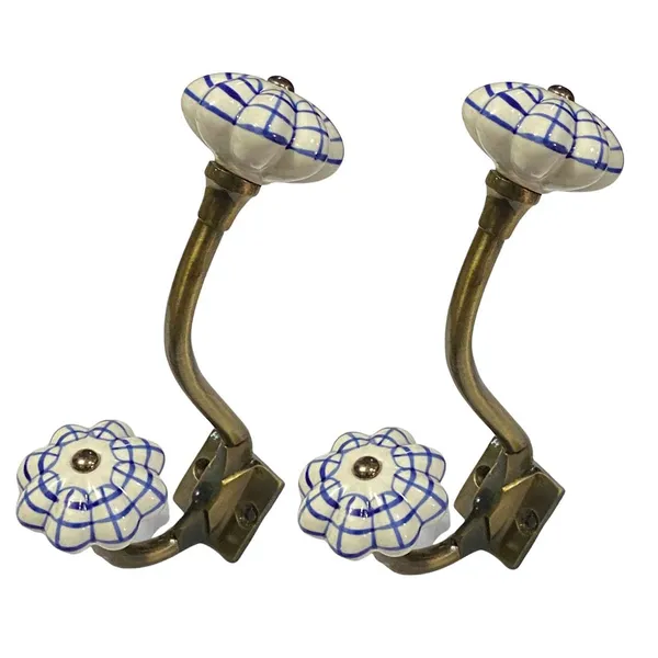 Pack_of_2_White_Hand_Painted_Ceramic_Metal_Wall_Hooks_-_Gold_Antique_Finish_(Size_6_Inch,_)