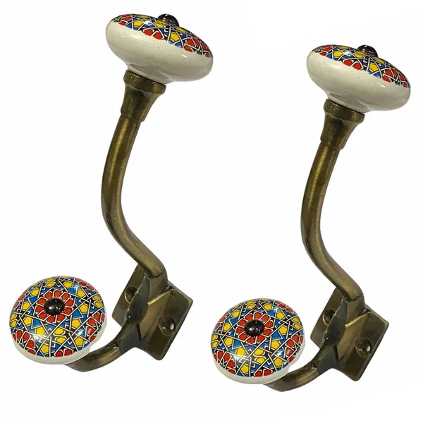 Pack_of_2_White_Hand_Painted_Ceramic_Metal_Wall_Hook_-_Gold_Antique_Finish_(Size_6_Inch,_)