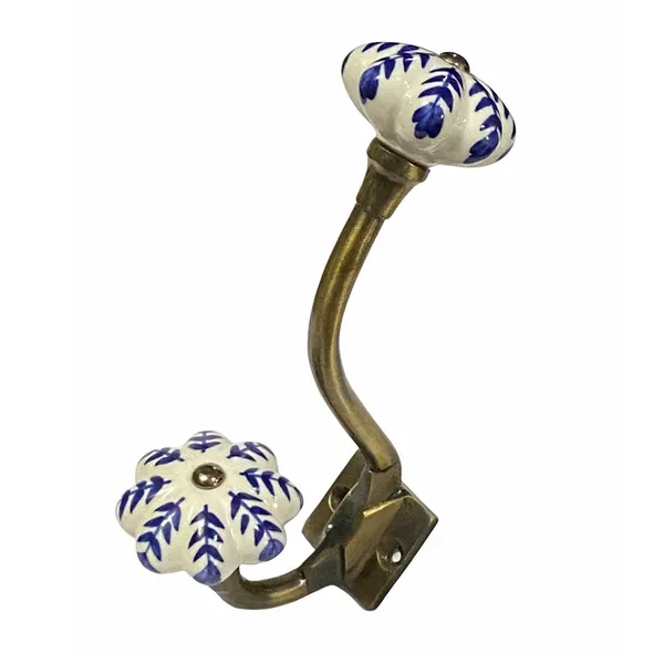 Pack_of_2__(Ceramic_Metal_Wall_Hooks_-_Gold_Antique_Finish_(Size_6_Inch,_White_Hand_Painted)