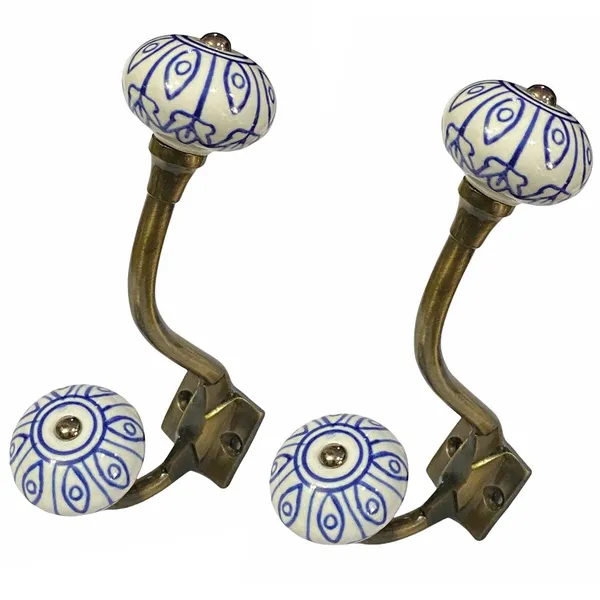 Pack_of_2__(Ceramic_Metal_Wall_Hooks_-_Gold_Antique_Finish_(Size_6_Inch,_White_Hand_Painted)