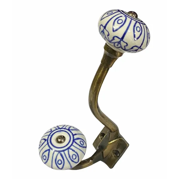 Pack_of_2__(Ceramic_Metal_Wall_Hooks_-_Gold_Antique_Finish_(Size_6_Inch,_White_Hand_Painted)