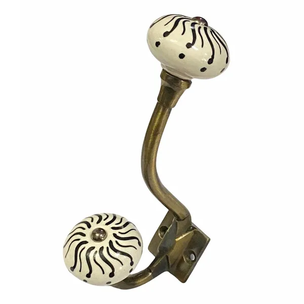 Pack_of_2_White_Hand_Painted_Ceramic_Metal_Wall_Hooks_-_Gold_Antique_Finish_(Size_6_Inch,_)