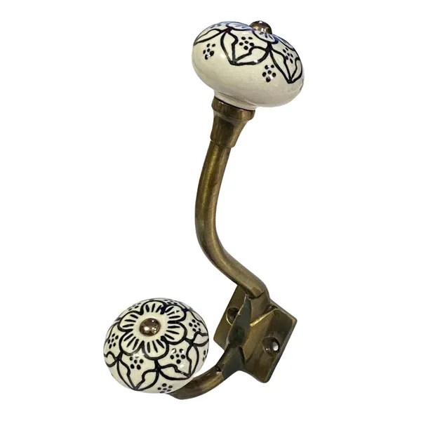 Pack_of_2__(Ceramic_Metal_Wall_Hooks_-_Gold_Antique_Finish_(Size_6_Inch,_White_Hand_Painted)